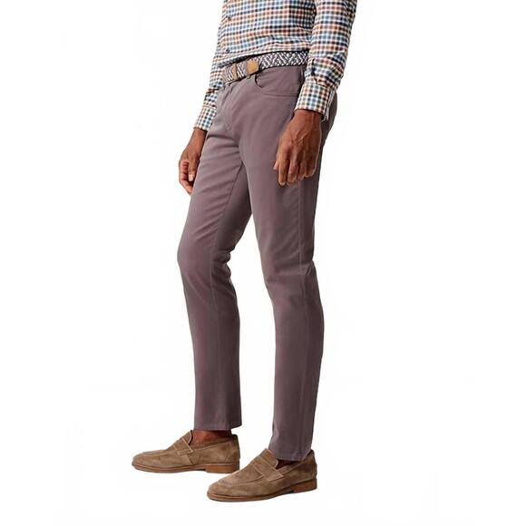 NEW JOHNNIE-O carmel sateen 5 pocket pants in pewter